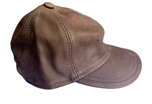 Brown leather cap City Sport - BB