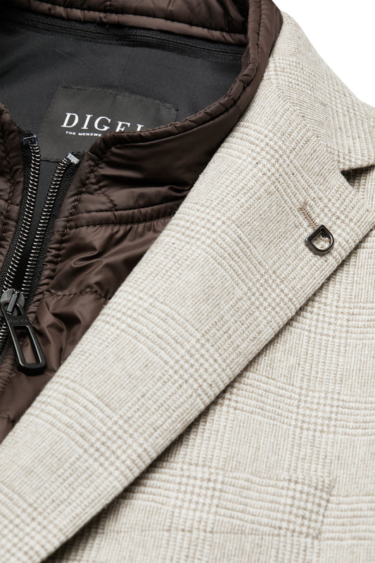 Beige checkered regular fit jacket Digel - 125498/75