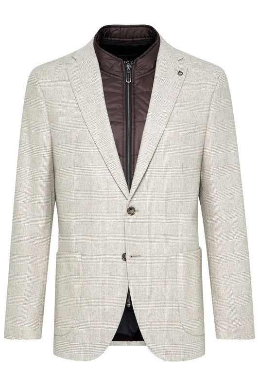 Beige checkered regular fit jacket Digel - 125498/75
