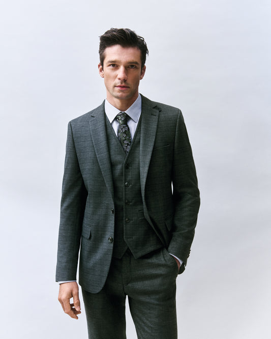 Grey green 3 piece regular fit suit Digel - 1250077/53