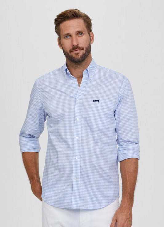 Blue checkered cotton regular fit shirt Façonnable - FM301592/522