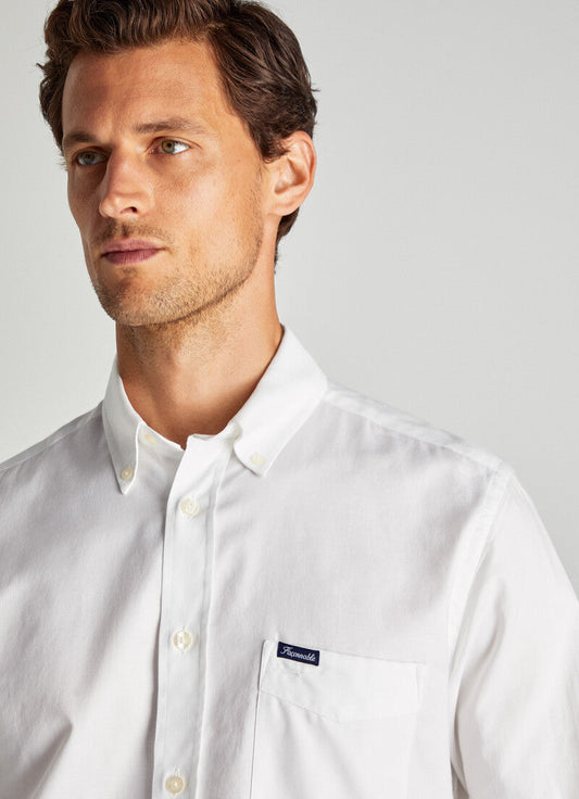 White cotton regular fit shirt Façonnable - FM301600/800