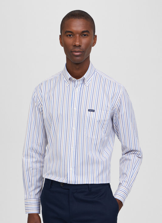 Beige striped cotton regular fit shirt Façonnable - FM301760/8AJ