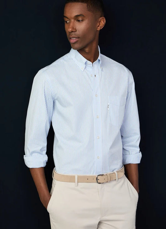 Light blue striped cotton regular fit shirt Façonnable - FM301828/522