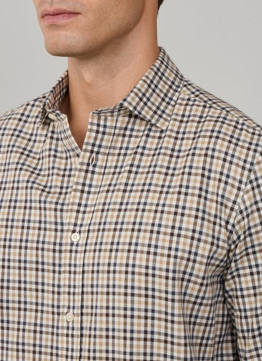 Brown checkered regular fit shirt Façonnable - FM302104/860