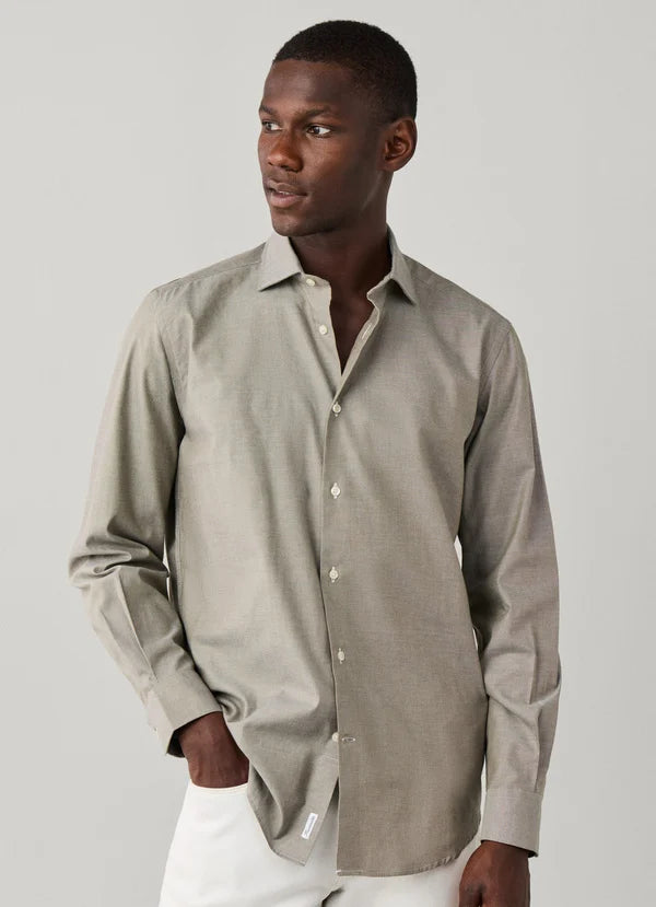 Greige cotton regular fit shirt Façonnable - FM302293/791