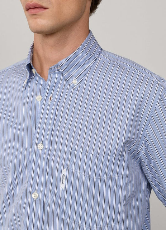 Blue striped cotton regular fit shirt Façonnable - FM302127/551