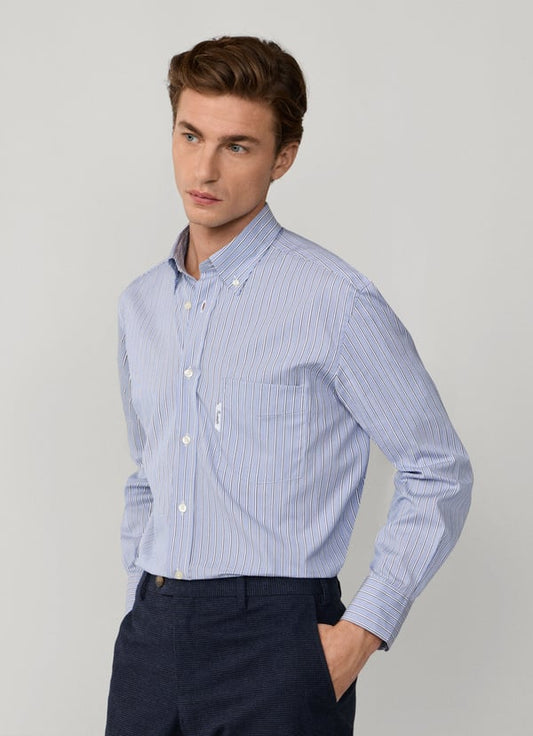Blue striped cotton regular fit shirt Façonnable - FM302127/551