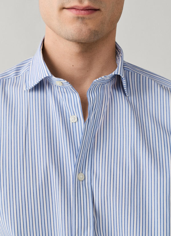 Blauw gestreept katoenen overhemd regular fit Façonnable - FM302293/522