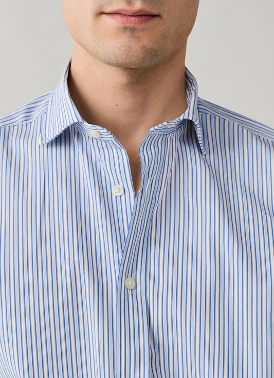 Blue striped cotton regular fit shirt Façonnable - FM302293/522