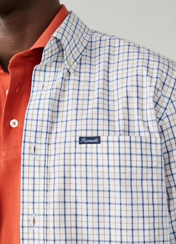 Beige checkered cotton regular fit shirt Façonnable - FM302293