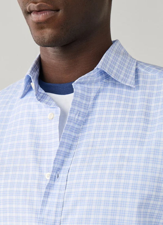 Light blue checkered cotton regular fit shirt Façonnable - FM302309/465