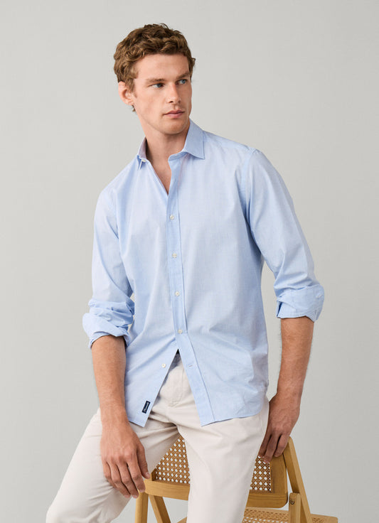 Light blue checkered cotton regular fit shirt Façonnable - FM302311/522