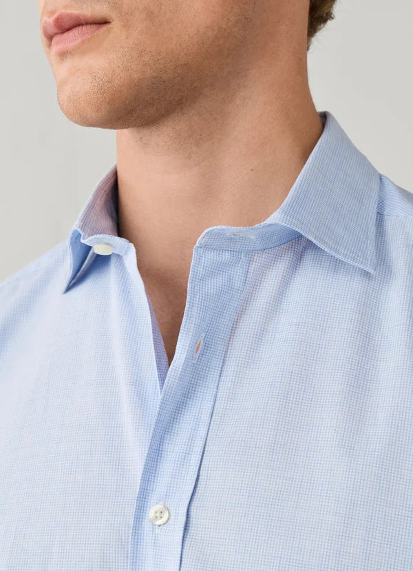 Light blue checkered cotton regular fit shirt Façonnable - FM302311/522