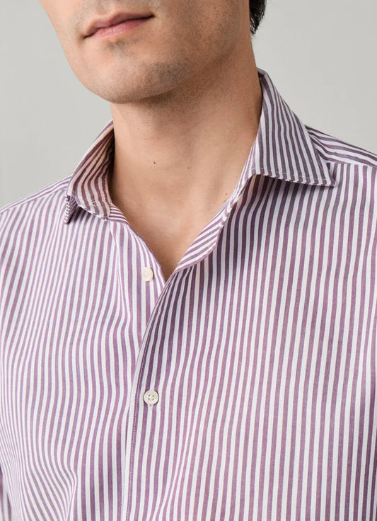 Burgundy striped cotton regular fit shirt Façonnable - FM302314/499