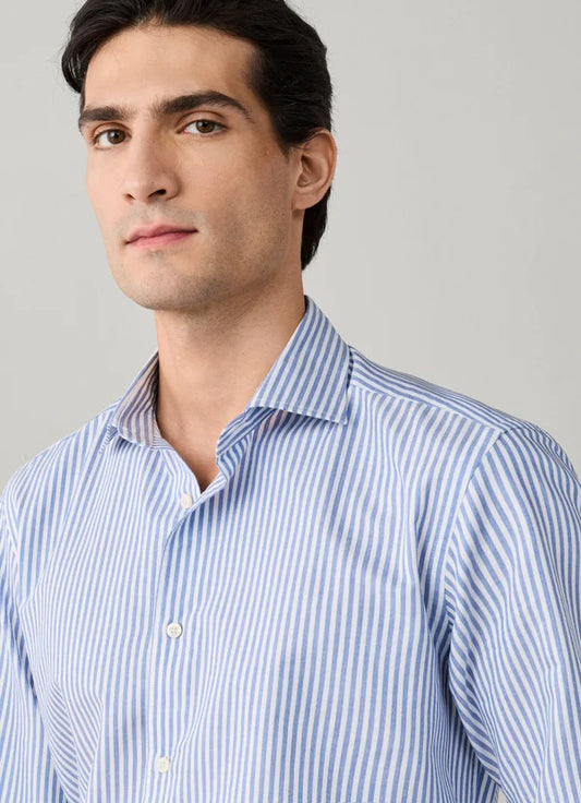 Blue striped cotton regular fit shirt Façonnable - FM302314/575