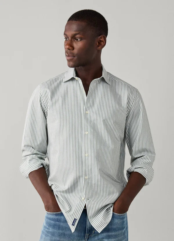 Burgundy striped cotton regular fit shirt Façonnable - FM302314/499