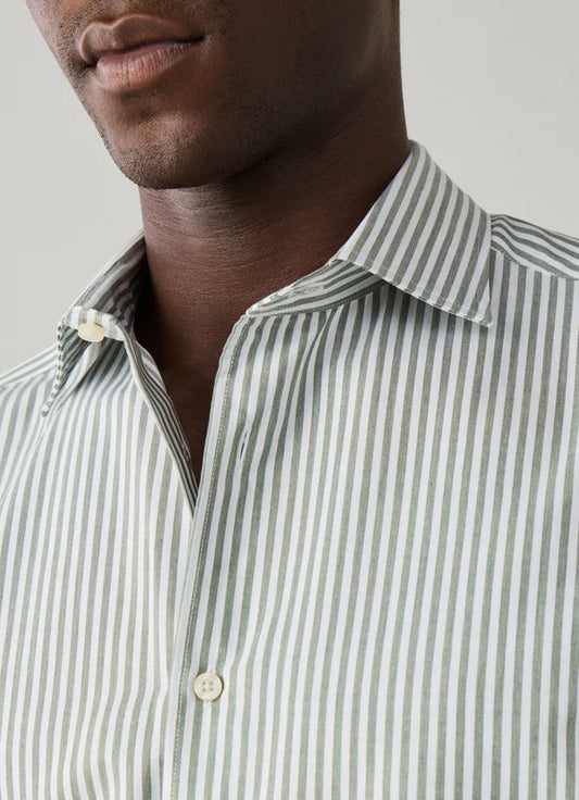 Green striped cotton regular fit shirt Façonnable - FM302314/791