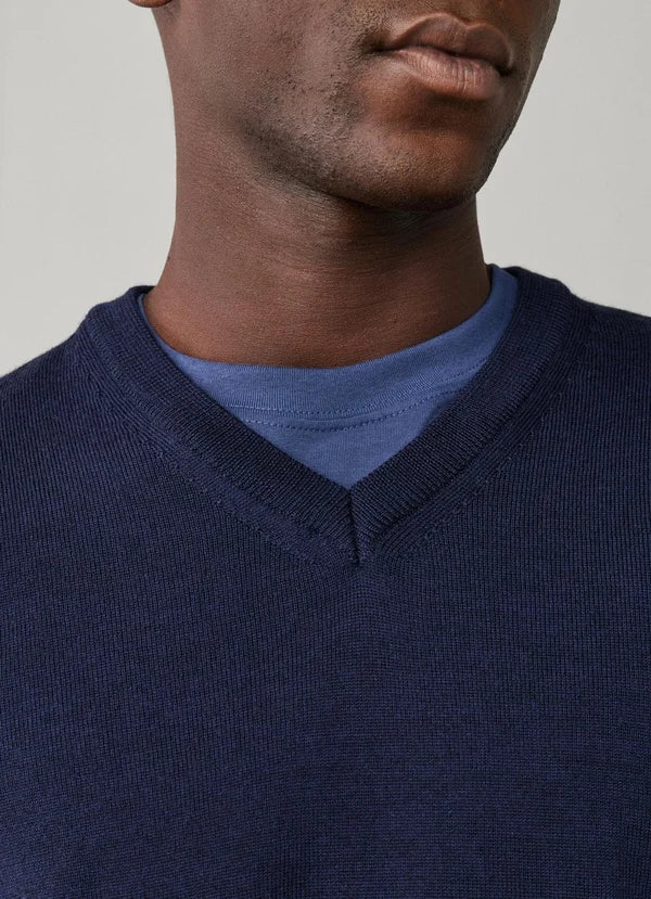 Navy woolen V-neck pullover Façonnable - FM700407/575