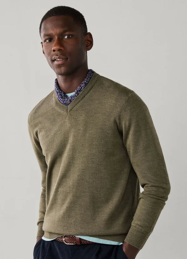 Navy woolen V-neck pullover Façonnable - FM700407/575