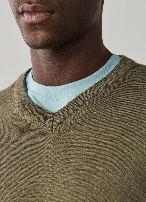 Navy woolen V-neck pullover Façonnable - FM700407/575