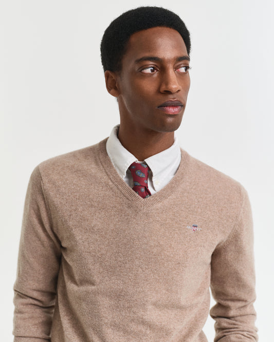 Sand lambswool V-neck pullover Gant - 87212/295