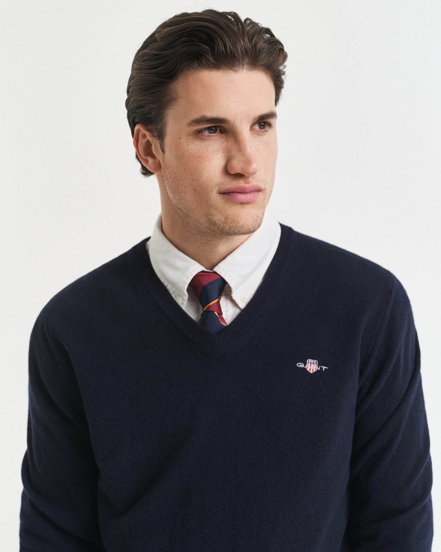 Navy lambswool V-neck pullover Gant - 87212/410