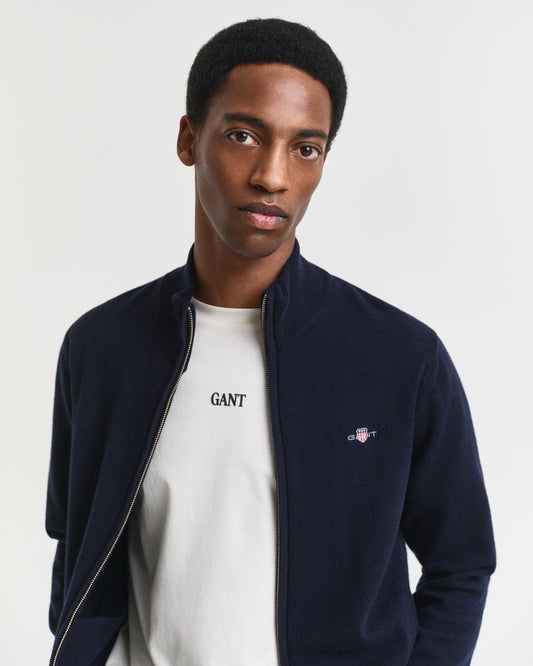 Navy woolen full zip cardigan Gant - 87214/410