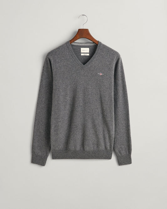Dark grey lambswool V-neck pullover Gant - 87212/90