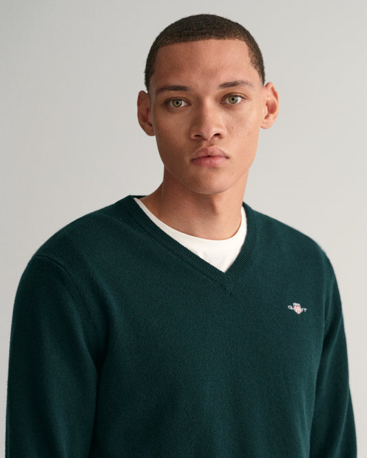 Dark grey lambswool V-neck pullover Gant - 87212/90