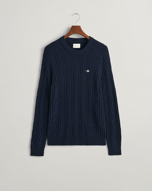Dark grey cable crew neck pullover Gant - 8050173/95