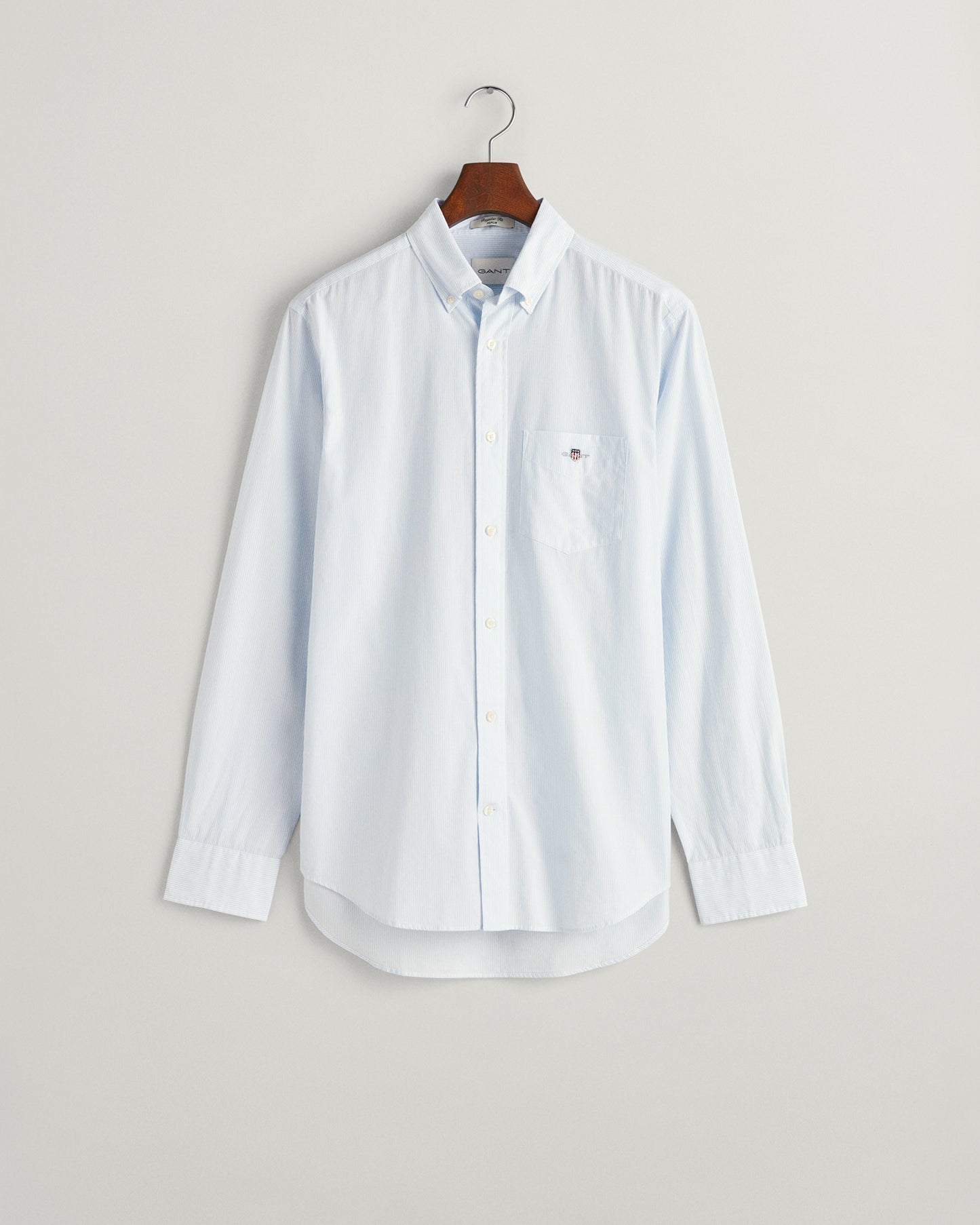 Light blue striped cotton regular fit shirt Gant - 3000140/455