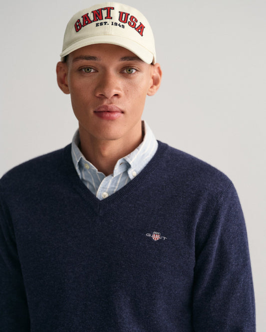 Indigo lambswool V-neck pullover Gant - 87212/480