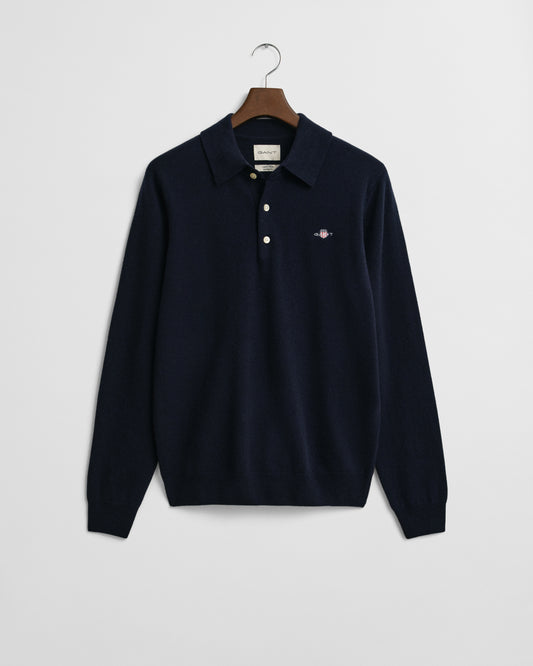 Navy woolen polo pullover Gant - 87215/410