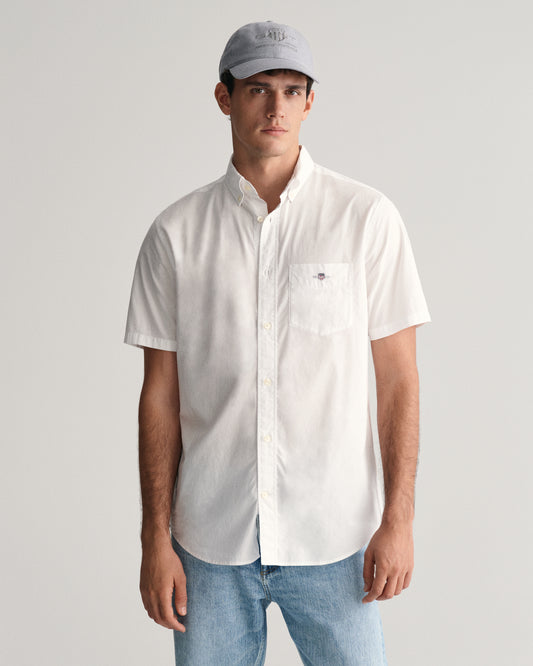 White cotton regular fit short sleeve shirt Gant - 3000101/110
