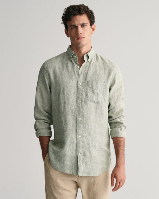 Groen linnen regular fit hemd Gant - 3240102/362