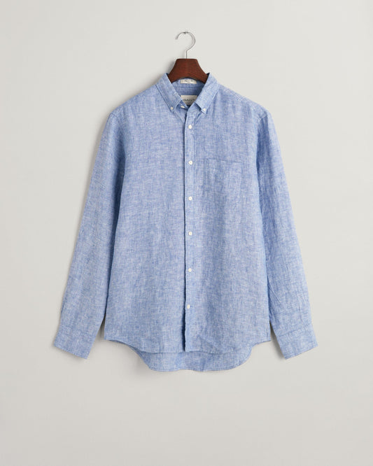 Blauw linnen regular fit overhemd Gant - 3240102/407