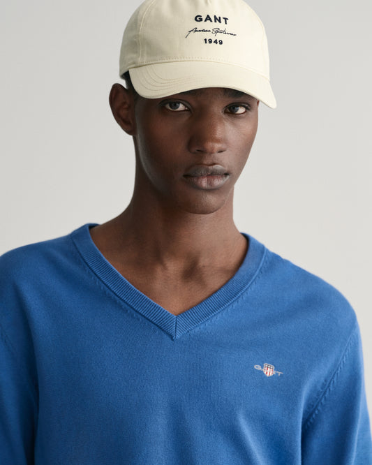 Blue cotton V-neck pullover Gant - 8030652/407