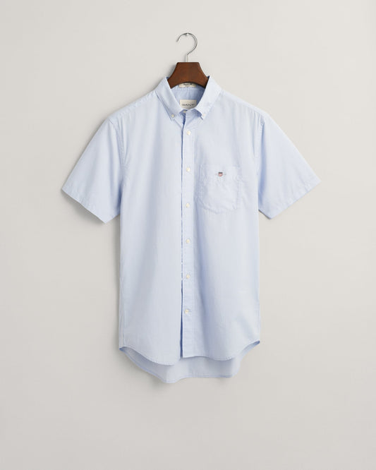 Lichtblauw katoenen regular fit overhemd met korte mouwen Gant - 3000101/455