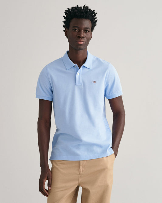 Lichtblauwe regular fit katoenen polo Gant - 2210/468