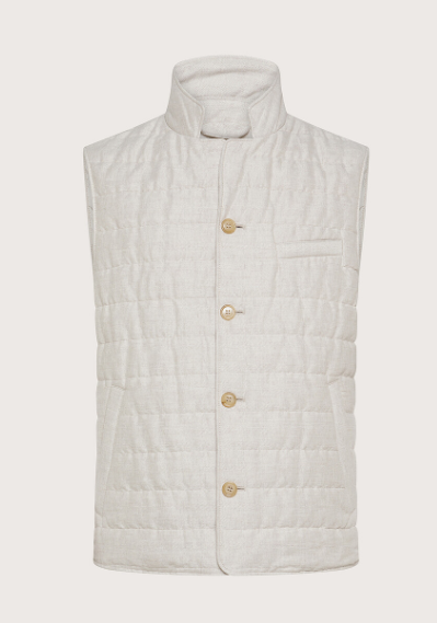 Off white cotton linnen bodywarmer Seventy - GT0131/010