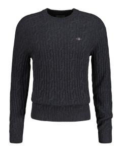 Dark grey cable crew neck pullover Gant - 8050173/95