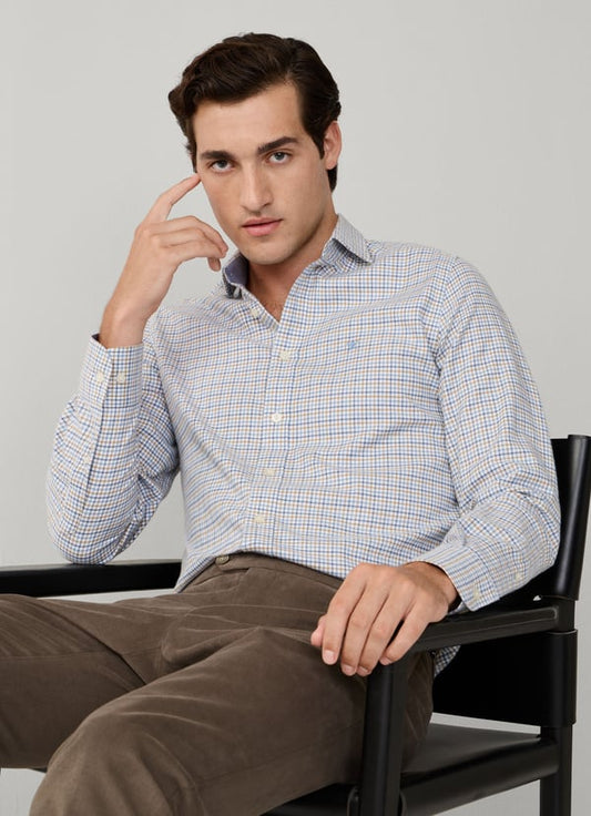 Lightblue checkered slim fit flannel shirt Hackett - HM3010426/563