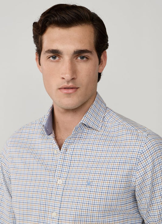 Lightblue checkered slim fit flannel shirt Hackett - HM3010426/563