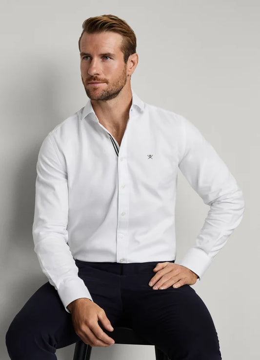 White flannel slim fit shirt Hackett - HM3010510/802