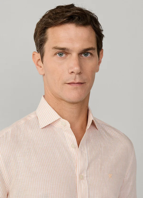 Coral striped cotton linnen tailored fit shirt Hackett - HM3010691/118