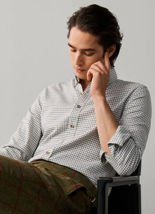 Green checkered cotton tailored fit shirt Hackett - HM3010854/781
