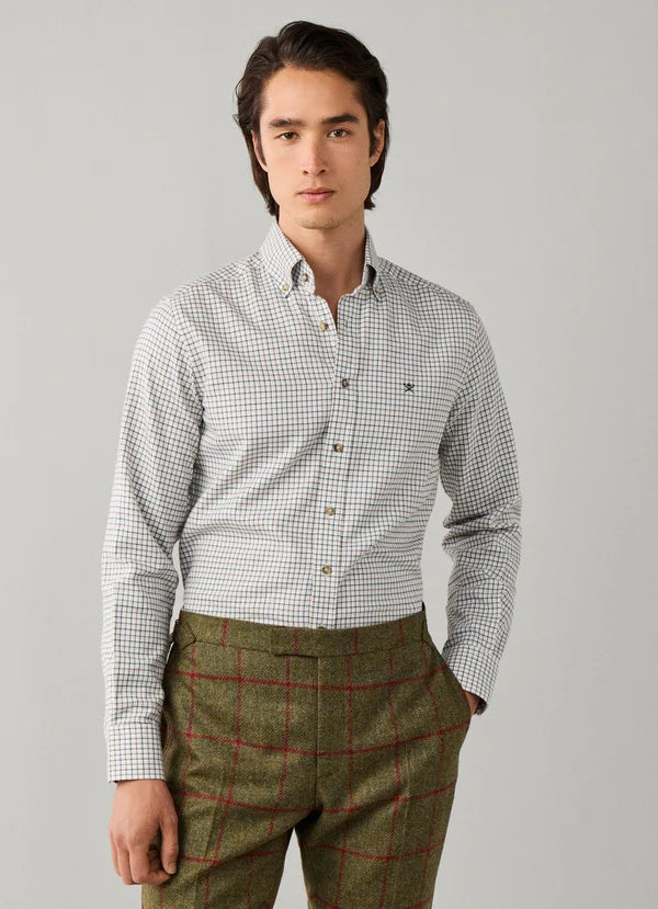 Brown checkered cotton tailored fit shirt Hackett - HM3010854/851