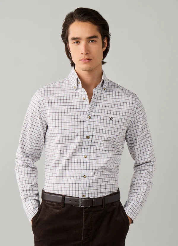 Brown checkered cotton tailored fit shirt Hackett - HM3010854/851