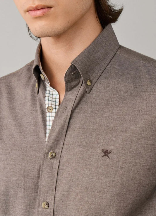 Brown cotton tailored fit shirt Hackett - HM3010855/831